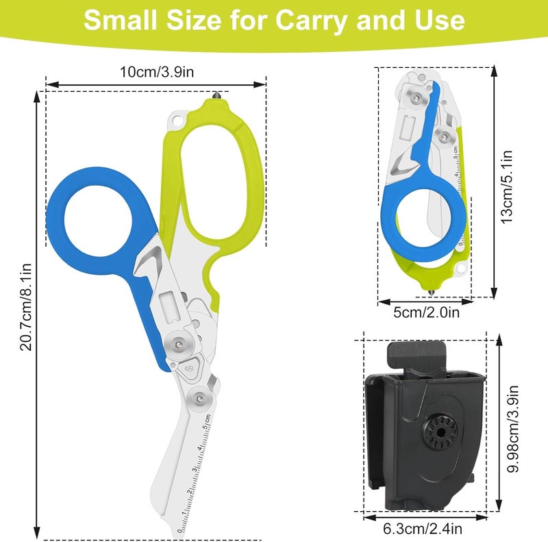 Lemasa 6-in-1 trauma shears - emergency responders, outdoor emergencies, medical staff, and outdoor camping, Gift box packaging with scissors storage K sheaths (blue-green) - Image 4